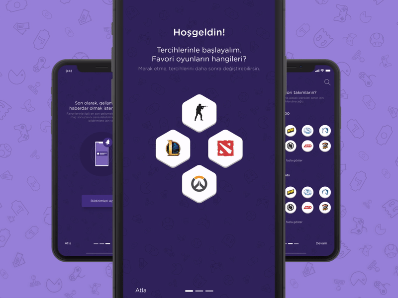 Esports App - Onboarding app esports game ios iphone x notification onboarding permission question real project steps team