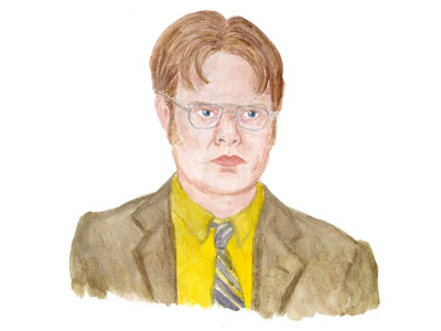 Dwight Schrute illustration painting watercolour