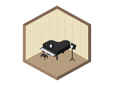 Isometric Piano Room