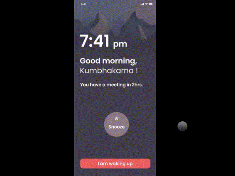 Ularm (the alarm clock) 3 alarm app design background blur gif mobile productivity protopie ui ux