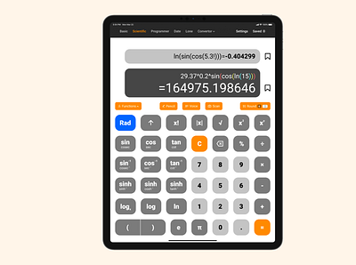 iPad Calculator calculator ipad mobile ui modern ui orange ui ui inspiration ux