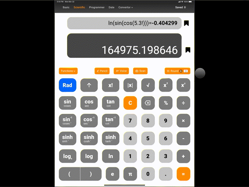 iPad Calculator (round function) apple calculator drag ui ui inspiration ux