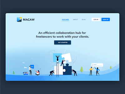 Landing page for collaboration product branding business businesschat chat collaborate collaboration design homepage illustration landing page logo product typography ui ux vector web website