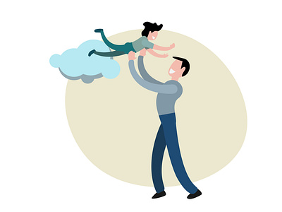 father with a child in his arms adult baby cartoon casual character childhood dad design fatherhood fathers fathers day girl kid papa parent relationship son together woman