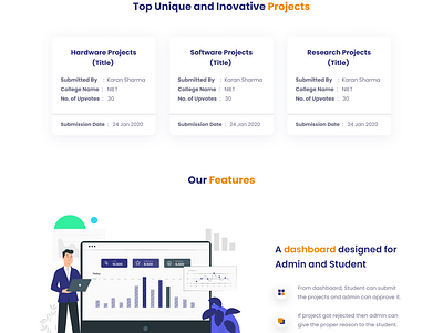 ProjectHub - Home Page || Main Content - II || SIH graphic design ui