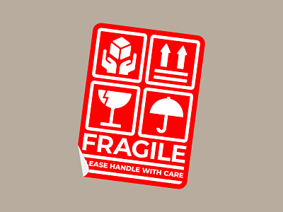 Handle with Care icon illustration illustrator lable sticker