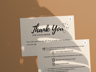 Thank You Card for Food Delivery services design clientwork garamond and muli graphic design sidplate food service