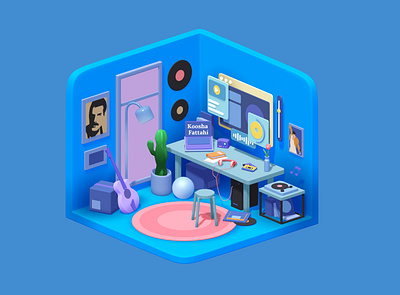 isometric 3d room 3d app design ui