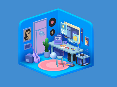 isometric 3d room