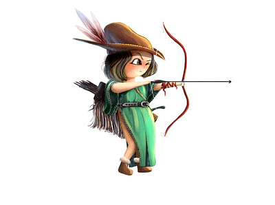 Archery girl cartoon character cool girl illustration