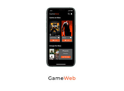 Gameweb - Social Network For Gamers app dark theme design ui ux