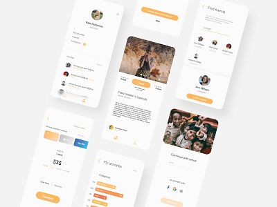 Charity App animal animals app charity chart donate donation faith feed help humanity log in mobile app profile save sign in ui uiux ux