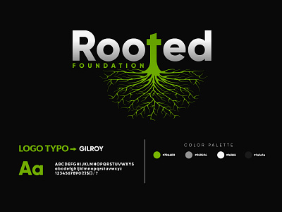 ROOTED FOUNDATION LOGO animation app branding design flat icon lettering logo minimal typography