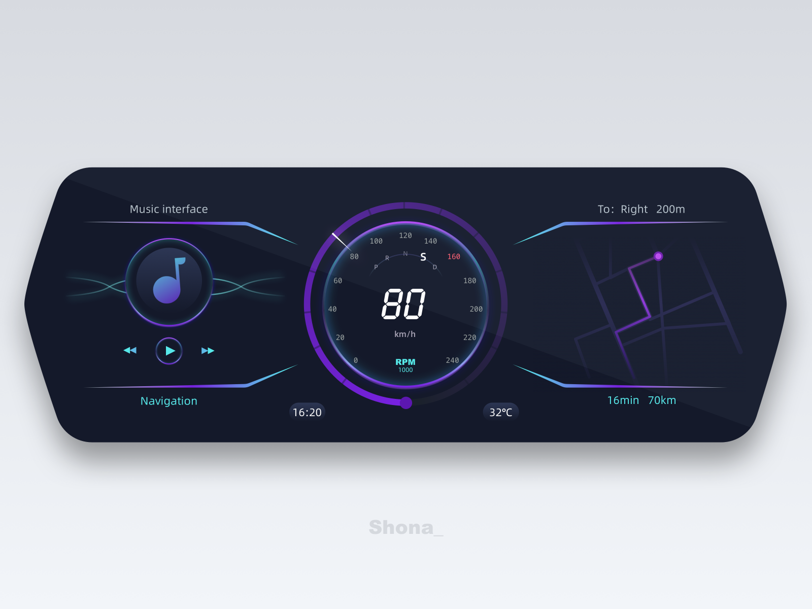 Car dashboard by Shona_ on Dribbble