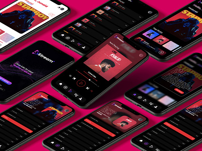 Stream- Music Streaming App Concept app branding design illustration minimal ui ux vector