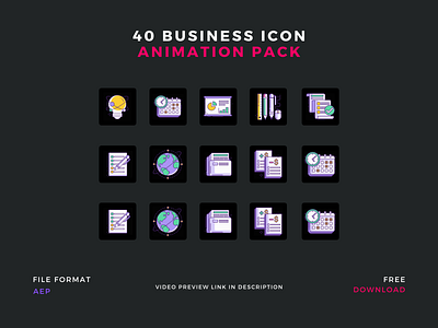 40 Business Icon Animation Pack | Free Download aep after effect animation app branding business business animation business icon free download freeicons icon icon animation icon pack illustration ui ui designer uiux