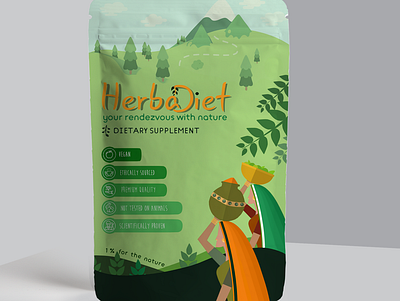 Herbadiet packaging branding design minimal vector