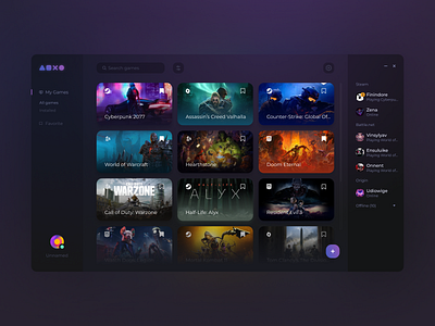 Game launcher for all launchers app design desktop game minimal mobile ui ux web webdesign website