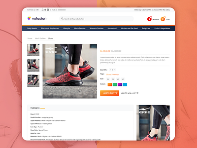 product details page(Web design) catagory collection dertailspage design details ecommerce figma new product redesign shoes sushan sushanmah typography uidesign uiux web webdesign webpage website