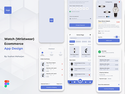 Watch (wristwear) Ecommerce App Design app app ui appdesign application branding cart checkout design ecommerce figma products sushan sushanmah typography ui uidesign uiux watches