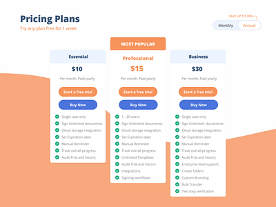 Pricing plans