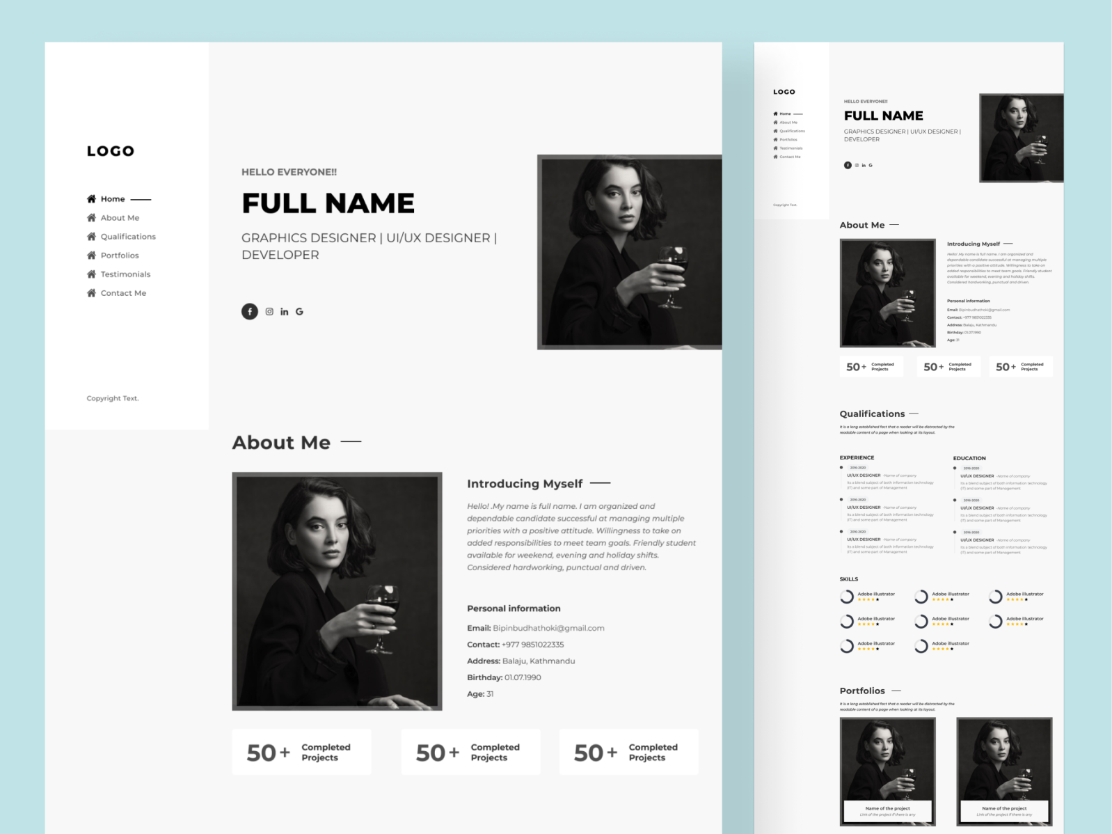 Personal Website Template Design by Sushan maharjan on Dribbble