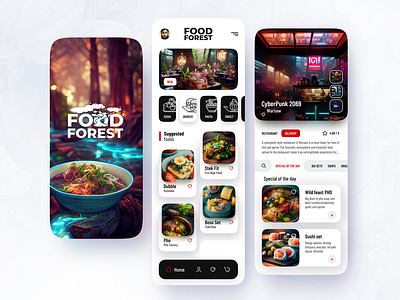 Food Forest app design feszczuk.com food illustration ui