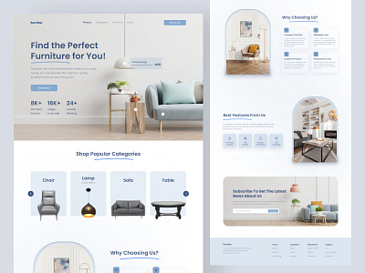 Furnitur - Landing Page for Furniture App design explore furniture product typography ui website