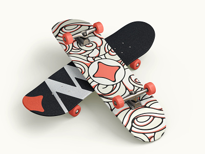 Wyshbox Skateboard branding identity illustration logo pattern photoshop print procreate visual