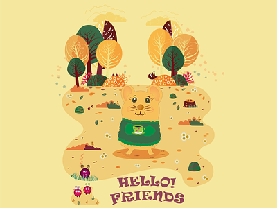 Hello! animals cap of tea cartoon character friends hamster hello illustration kids nature orange вектор рисунок