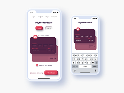 Payment Details page for mobile app