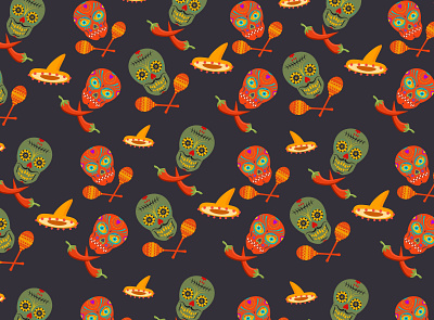 Pattern "Muertos" art illustration branding design illustration logo muerto pattern pattern art patterns peppers scull vector