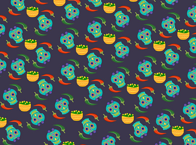 Pattern "Hot peppers" art illustration artist branding design hot illustration illustrator logo mexico muertos peppers scull vector