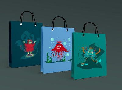 logo monsters (kids toys) art illustration artist bags branding design icon illustration kids toys logo minimal monsters package design vector