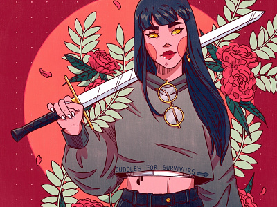 Sword and Flower art design digital art digitalart drawing editorial illustration illustration painting procreate procreateapp