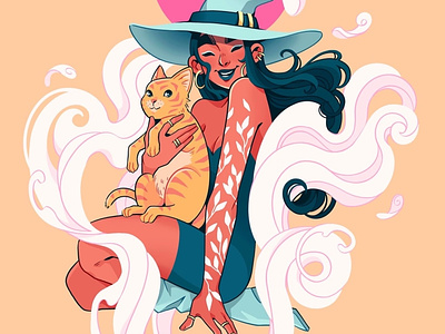 Witch and cat character characterdesign design digital art digitalart drawing illustration magic painting procreate procreateapp witch