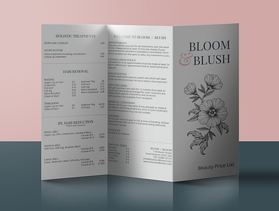 Bloom & Blush brand design branding design graphic design logo logo design price list price list design print print design
