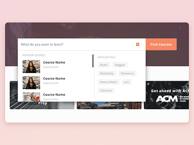 Advanced Search UI courses education music search