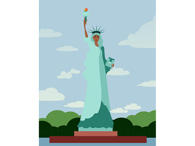 Statue Liberty USA July 4th Independence Day 4th july america cartoon character digital art flat illustration illustrator independence day new york painting statue of liberty vector vector illustration