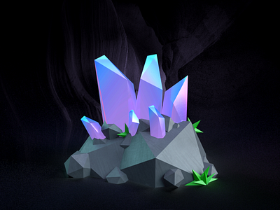 Glowing Crystal 3d 3d art adobe adobedimension cave crystals dimension fantasy magical rocks