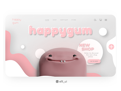 Happy gum 3d 3d art adobexd blender character characterdesign cute cuteart design happiness happy illustraion illustration ui ui ux uid uiux ux web website