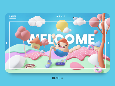 3D / ui design❤️ 3d 3dartist blender blender 3d blender3dart characterdesign characters characterui cute fanta funny funny character happiness happy header headers ui design uiux web