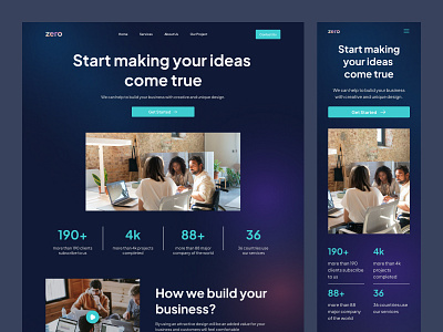 Creative Agency - Landing Page agency blue clean design creative dark mode home page inspiration landing page mobile app navy our service responsive website simple design ui ui design ui trend uiux ux web design website