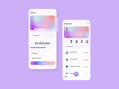 Finance App app app design bank clean design finance app interface mobile app money new purple transfers typography ui ui design ui inspiration ui trends uiux unique ux design withdrawal