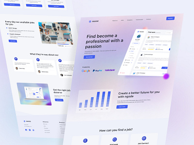 Ngode - Job Finder Landing Page colorful data dekstop exploration fancy graphic job job finder landing page new popular ui ui design ui inspiration ui trend uiux ux design web design website work