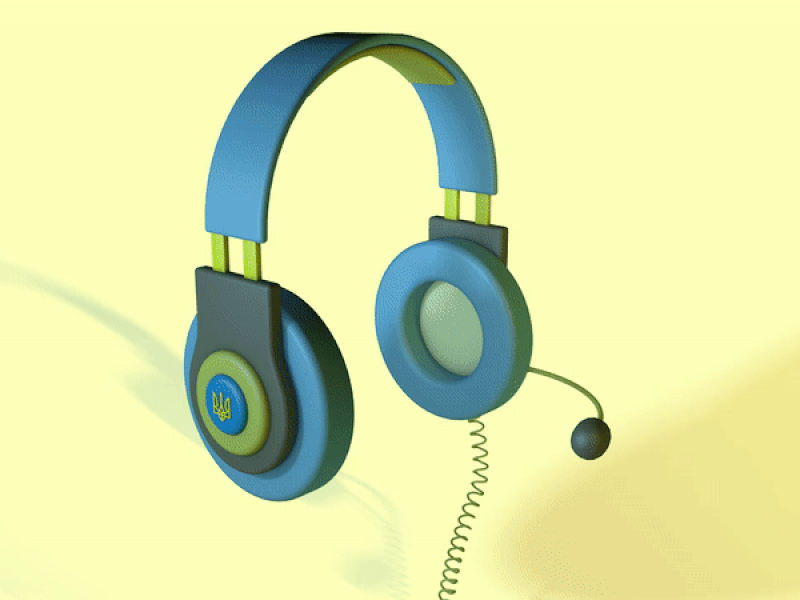 Ukrainian headphones 3D 3d animation graphic design headphone
