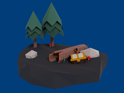 Low-Poly Treasure Island 3d 3d art blender chest illustration island low lowpoly poly treasure