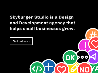 Skyburger Studio Website black blue bold branding design geometic green homepage illustration stickers ui