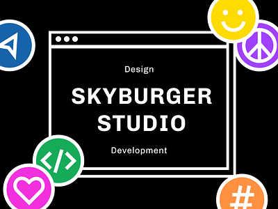 Skyburger Studio black bold branding bright design fun geometric illustration pink stickers trendy website