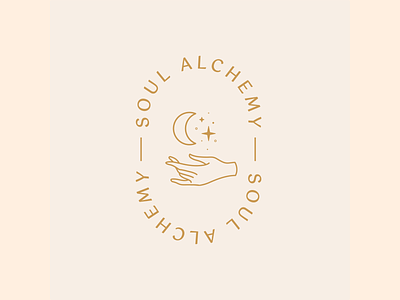 Soul Alchemy Alternative Logo Mark alchemy cosmic elegant female feminine hand healing logo moon rekik soul stars